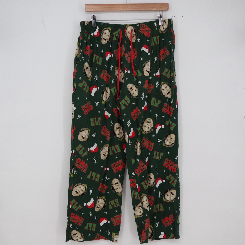 Under Brands Pajama Pants Men 2XL Elf Movie Buddy OMG Santa Green Cotton